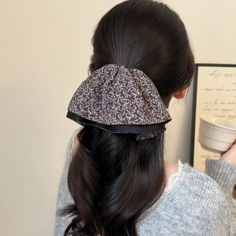 Vintage Blumen Schleife Haarklammer Koreanischer Stil Stoff Pferdeschwanz Halter Mit Strass Elegante Haarschmuck Für Damen