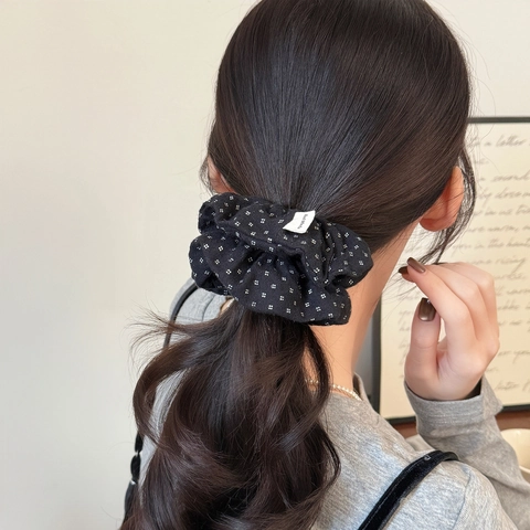 Scrunchie Vintage a Pois e Floreali per Donna Elastici per Capelli in Tessuto Fatti a Mano Stile Coreano Maillard Marrone Nero Accessori per Capelli