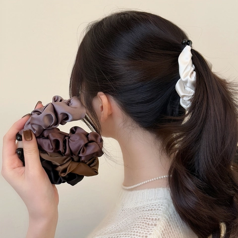 Pinza de Banana Elegante de Satén Plisado Estilo Coreano para Mujer Color Sólido Tela Suave Scrunchie Accesorios para el Cabello