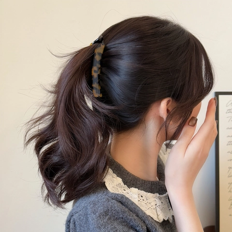 Élégante Pince Banane à Cheveux en Acétate de Cellulose Grande Motif Écaille Marbre Accessoires Cheveux Femme
