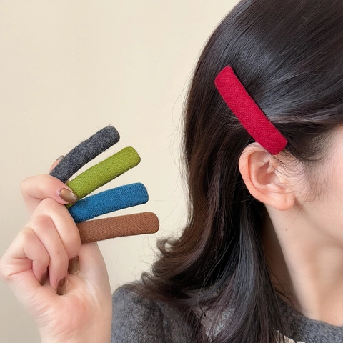 Pinza para el Cabello BB de Tela de Lana Tejida para Mujer Color Sólido Otoño Invierno Pinza Lateral Horquillas Elegantes