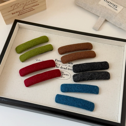 Pinza para el Cabello BB de Tela de Lana Tejida para Mujer Color Sólido Otoño Invierno Pinza Lateral Horquillas Elegantes