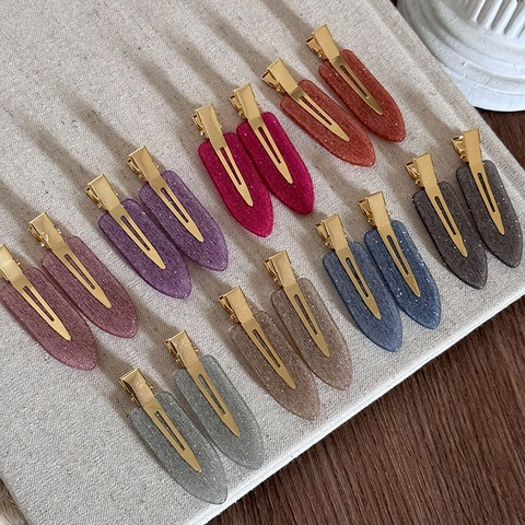 Pinces À Cheveux À Paillettes De Style Coréen Sans Trace Pour Femmes Pinces Latérales Douces À Bec De Canard Élégantes