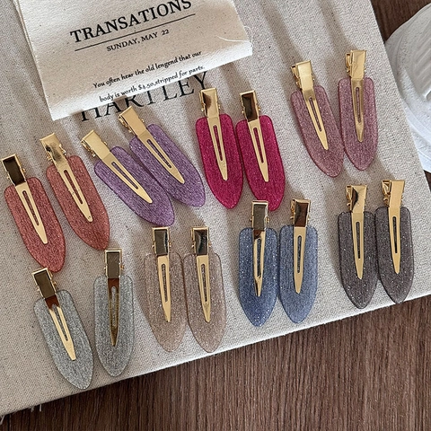 Korean Style Glitter No-Trace Hair Clips For Women Sweet Duckbill Side Clips High-End Elegant Hairpins Hair Accessories