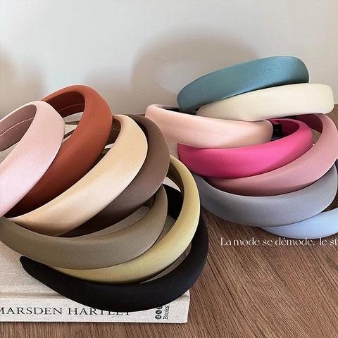 Einfarbig Gepolstert Damen Haarreif High Crown Schwamm Haarreif Handgemacht Stoff Mode Haarschmuck