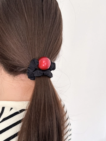 Capodanno Perlina Rossa Nero Tessuto Scrunchies Elastico per Capelli Coda di Cavallo Semplice Stile Coreano Accessori per Capelli Donna