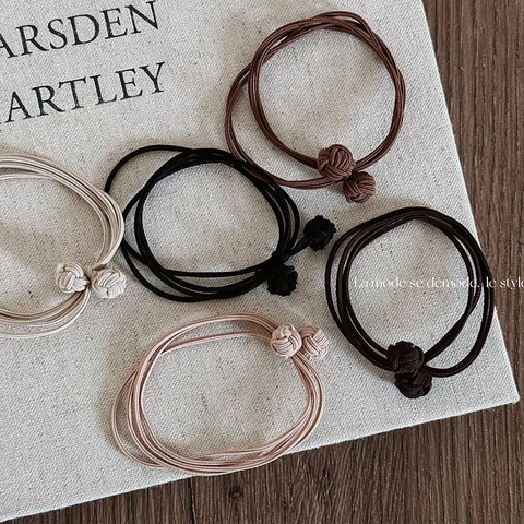 Elastici per Capelli in Tessuto Minimalista Con Sfera Intrecciata Stile Mori Supporti per Coda di Cavallo Donna Accessori