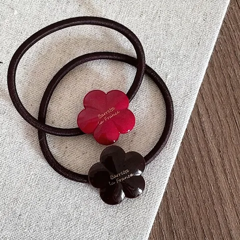 Französischer Stil Acetat Blume Haargummi Hochelastische Haarbänder Für Damen Süße Blumen Buchstaben Print Pferdeschwanz Halter Kopfschmuck Zubehör