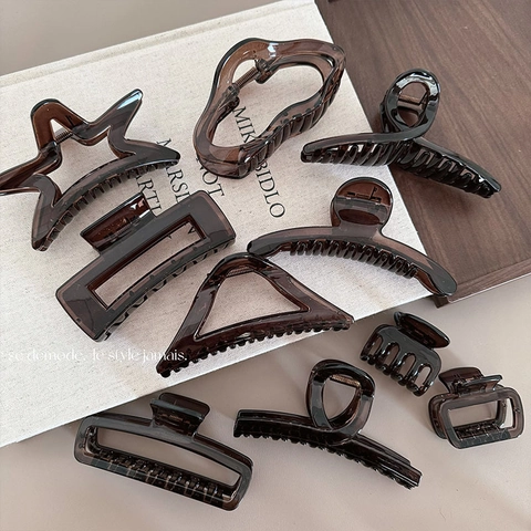 Pinza per Capelli in Acrilico Ambra Tè Trasparente Geometrico Stella Rettangolo Fermaglio per Capelli da Donna Accessorio Elegante