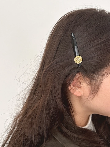 Vintage Willow Leaf Hair Clip For Women Resin Duckbill Clip With Gold Silver Alloy Ornament French Style Hair Accessory