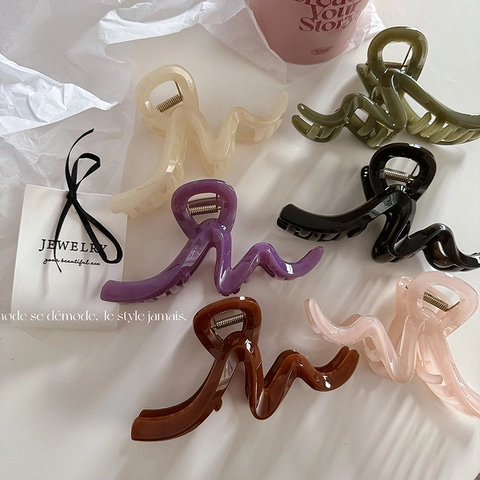 Große Wellenform Haarkralle Für Damen Hochglanz Acryl Haarklammer Elegant Einfach Haarschmuck Für Dickes Haar