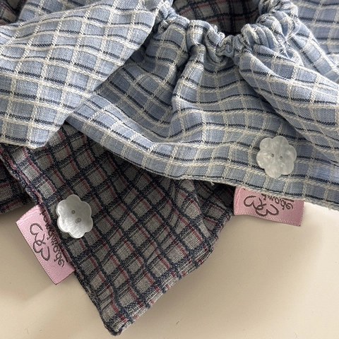 Scrunchie in Tessuto a Quadri Minimalista Coreano per Donna Con Decorazione a Bottone a Fiore Gioielli per Capelli