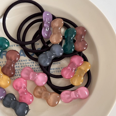 Korean Style Jelly Resin Bow Hair Tie High Elastic Scrunchie Cute Candy Color Duckbill Hair Clip For Women Girls Hair Accessories