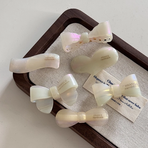 Fermaglio per Capelli a Fiocco in Acetato Fatto a Mano Color Gelatina Motivo Marmo Clip Laterale per Frangia Gioielli per Capelli