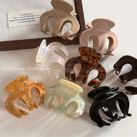 Korean Style Acetate Hair Claw Clip Elegant Marble Pattern Shark Clip For Women Daily Hair Styling Accessories