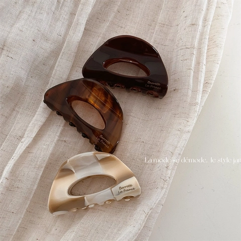 Elegante Acetat Hohl Halbkreis Haarklammer Französischer Stil Barrette La France Einfache Marmor Schildpatt Muster Haarclip Damen