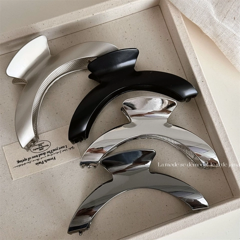 Große Legierung Metall Haarklammer Minimalistische Bogenform Shark Clip Rutschfeste Starke Halte Haarnadel Für Damen Tägliches Styling