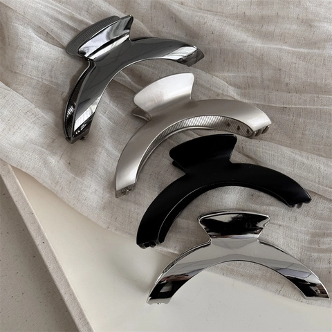 Große Legierung Metall Haarklammer Minimalistische Bogenform Shark Clip Rutschfeste Starke Halte Haarnadel Für Damen Tägliches Styling