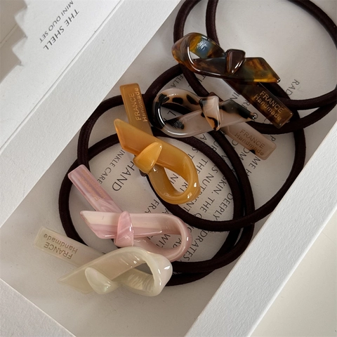 Handmade Acetate Bowknot Hair Tie High Elasticity Twist Knot Hair Scrunchie Sweet French Vintage Hair Accessories For Women