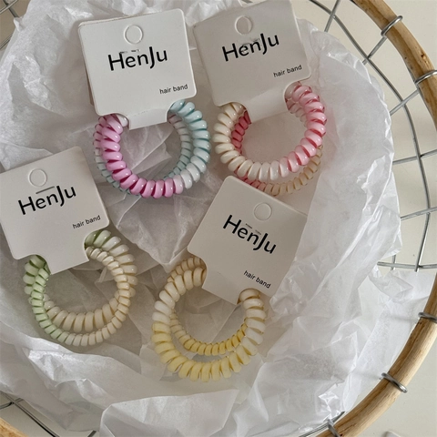 Farbverlauf Bunte Telefonleitung Spiral Haargummis Hohe Elastizität Pferdeschwanz Halter Scrunchies Haarschmuck Für Damen Mädchen