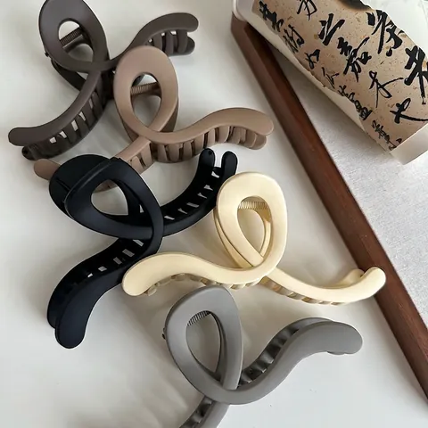 Grande Molla per Capelli Opaca a Onda per Donna Elegante Clip a Squalo in Plastica Attorcigliata Accessorio per Capelli