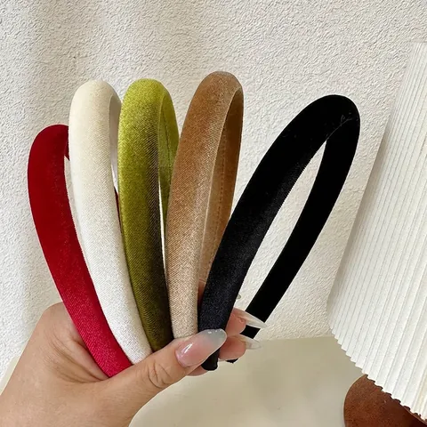 Handmade Padded Velvet Hairband Solid Color Vintage Puffy Hair Hoop Headband For Women Autumn Winter Soft Hair Accessories