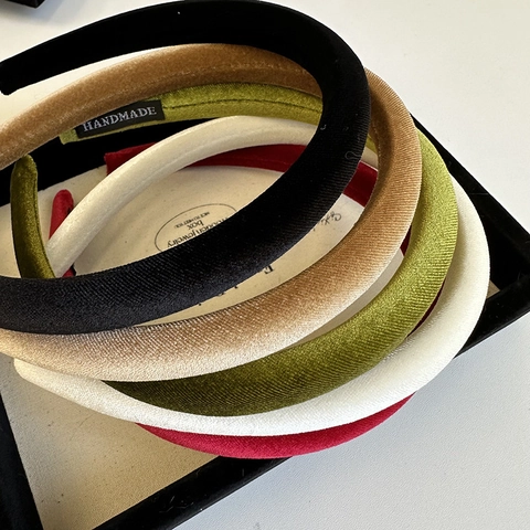 Handmade Padded Velvet Hairband Solid Color Vintage Puffy Hair Hoop Headband For Women Autumn Winter Soft Hair Accessories