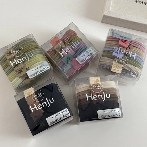 High Elastic Hair Scrunchies Set Korean Style Seamless Fabric Hair Bands Boxed Multi Color Ponytail Holders Women Hair Accessories