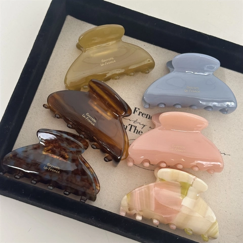 French Style Acetate Hair Claw Clips Small Vintage Marbled Tortoiseshell Shark Clips Elegant Daily Hair Accessories For Women