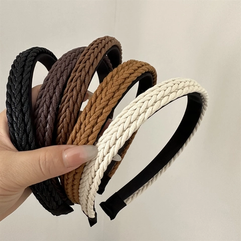 Diadema Trenzada Ancha Vintage Estilo Coreano Accesorios Elegantes para el Cabello de Mujer para Lavado de Cara Diario