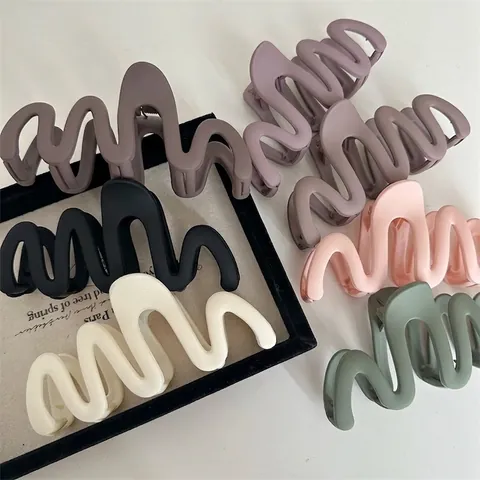 Pinza para el Pelo Ondulada Mate Grande Estilo Coreano Pinza de Plástico Antideslizante Color Morandi Zigzag Accesorios para el Cabello de Mujer