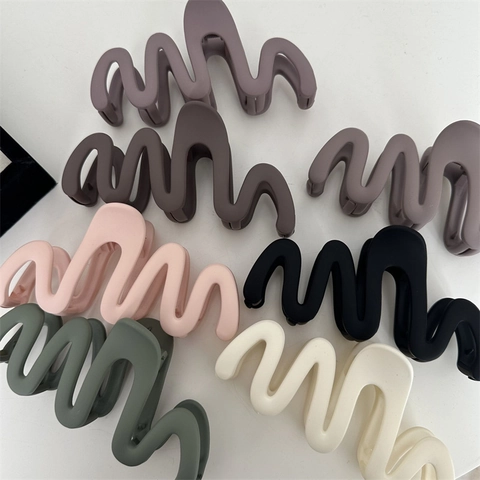 Pinza para el Pelo Ondulada Mate Grande Estilo Coreano Pinza de Plástico Antideslizante Color Morandi Zigzag Accesorios para el Cabello de Mujer