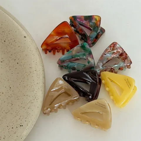 Molletta per Capelli a Triangolo in Acetato Stile Francese Elegante Motivo Marmoreo Pinza a Squalo Accessori per Capelli Donna