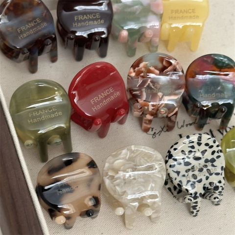 Mini Acetaat Haarclips Franse Handgemaakte Stijl Kleine Schildpad Marmer Patroon Shark Clips Zij Pony Spelden Vrouwen Haar Sieraden