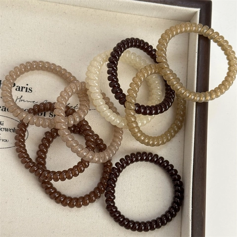 Coleteros de Cable de Teléfono de Color Sólido Diademas de Espiral de Alta Elasticidad Scrunchies de Resina Minimalistas
