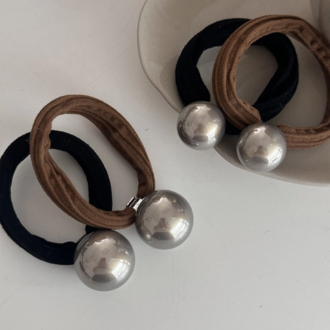 Elastico per Capelli Minimalista Con Grandi Perle Metalliche Scrunchies a Specchio per Donna Ragazze Accessori Capelli