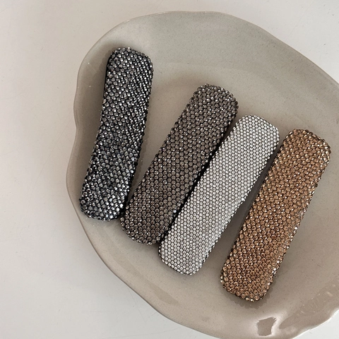 Damen Strass Rechteck Haarspange Vollkristall Barrette Geometrische Seitenclip Minimalistische Haaraccessoires Für Den Alltag Party