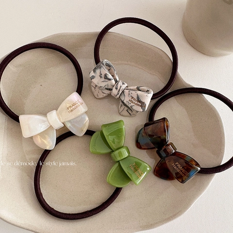 Χειροποίητο Γαλλικό Βίντατζ Scrunchie από Οξική Κυτταρίνη με Φιόγκο για Γυναίκες Κομψό Υφασμάτινο Λαστιχάκι Μαλλιών Αξεσουάρ
