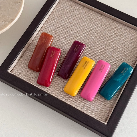 French Style Rectangular Resin Hair Clip Minimalist Candy Color Duckbill Barrette Handmade Fashion Headwear Accessory For Women Girls
