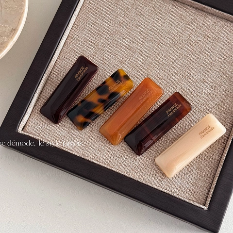 Pince à Cheveux Rectangulaire en Acétate de Cellulose Style Français Simple Écaille Ambre Café Barrette pour Femme
