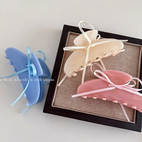 French Style Acetate Bow Hair Claw Elegant Ribbon Butterfly Shark Clip For Women Girls Sweet Korean Hair Styling Accessories