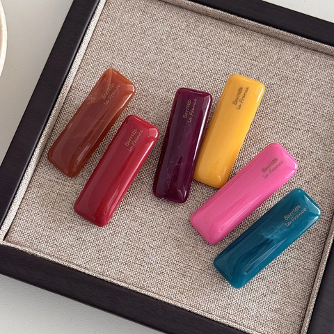 French Style Rectangular Resin Hair Clip Minimalist Candy Color Duckbill Barrette Handmade Fashion Headwear Accessory For Women Girls