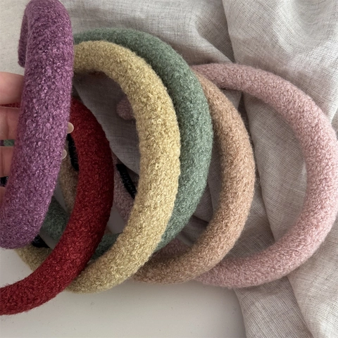 Fascia per Capelli Imbottita in Lana di Agnello Vintage Francese da Donna Stile Maillard Cerchietto in Spugna Spessa Accessori per Capelli Retro Autunno Inverno