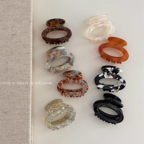 French Vintage Acetate Floral Hair Claw Clip Elegant Marble Tortoiseshell Hollow Hair Clip Handmade Hair Accessories For Women