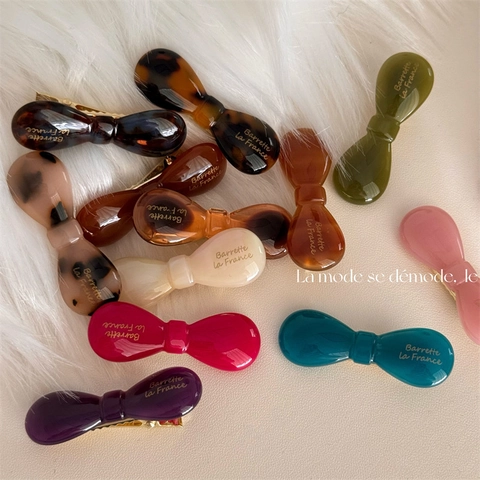 French Style Acetate Bow Hair Clip Small Duckbill Clip Tortoiseshell Multicolor Sweet Hair Barrette For Women Hair Accessories