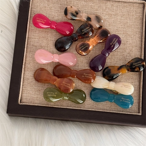 French Style Acetate Bow Hair Clip Small Duckbill Clip Tortoiseshell Multicolor Sweet Hair Barrette For Women Hair Accessories