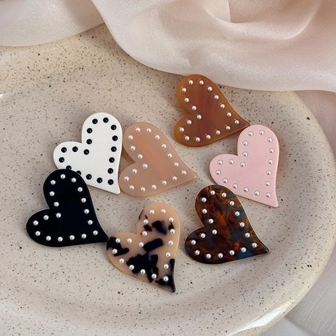 Fermaglio per Capelli a Cuore in Acetato Stile Coreano Con Künstliche Perle Sintetiche Dolce Vintage Clip a Becco d'Anatra Accessori Capelli Donna