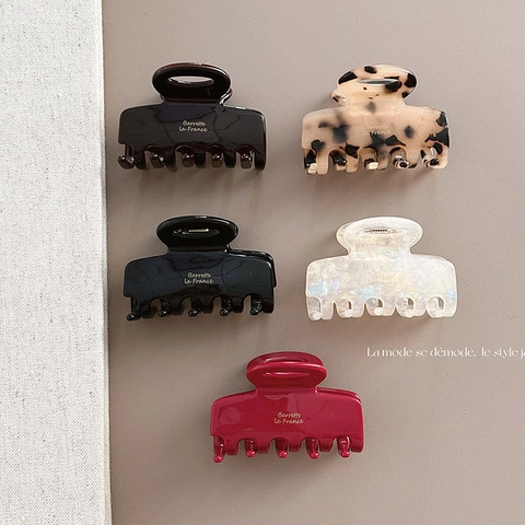 Pinza para el Pelo Cuadrada Hueca de Acetato Retro para Mujer Estilo Francés Etiqueta Dorada Carey Mármol Accesorios para el Cabello