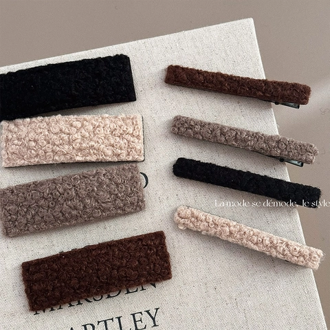 Zachte Pluche Lamswol Effect Haarclip Rechthoekige BB Clip Eendenbek Haarsieraden Voor Dames Herfst Winter