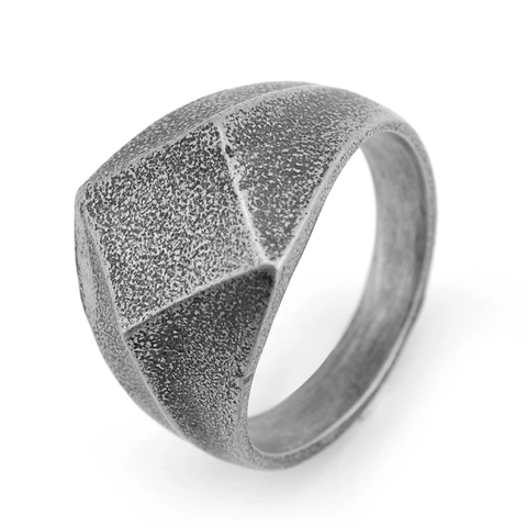 Stainless Steel Geometric Minimalist Ring For Men Women Industrial Punk Style Frosted Vintage Silver Finger Ring Jewelry
